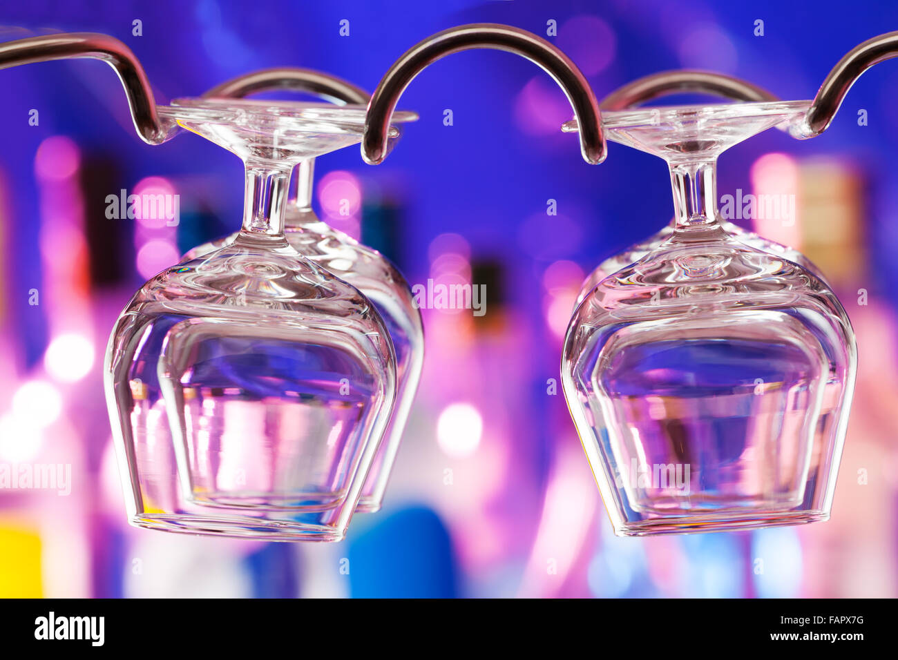 Cognac glasses on the bar hanger Stock Photo Alamy