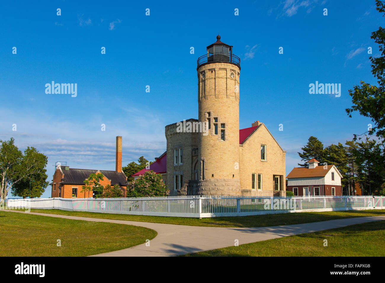 Historic Old Mackinac Point Lighthouse in Michilimackinac State Park in
