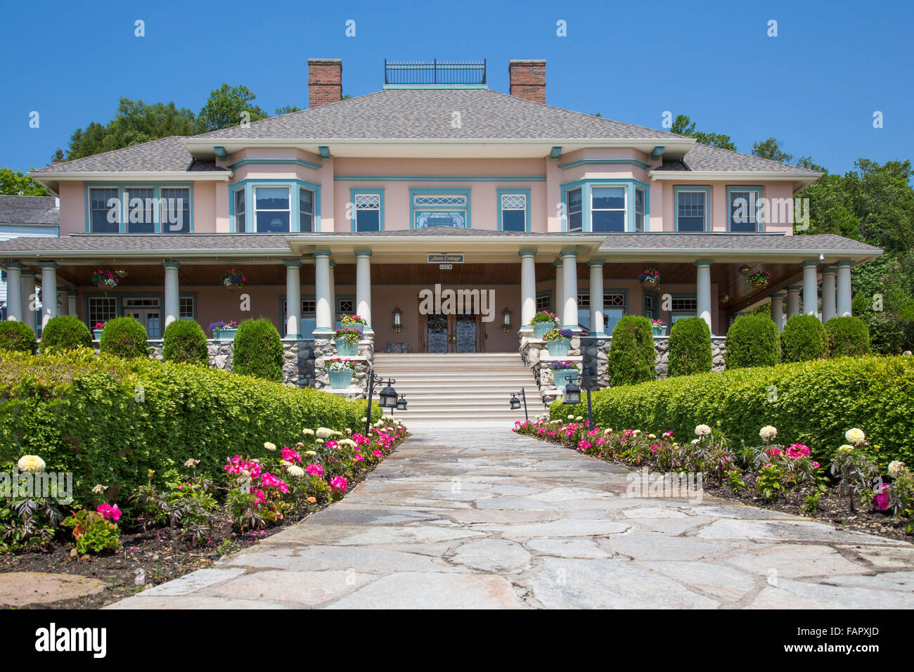 Victorian House On Resort Island Of Mackinac Island In Michigan