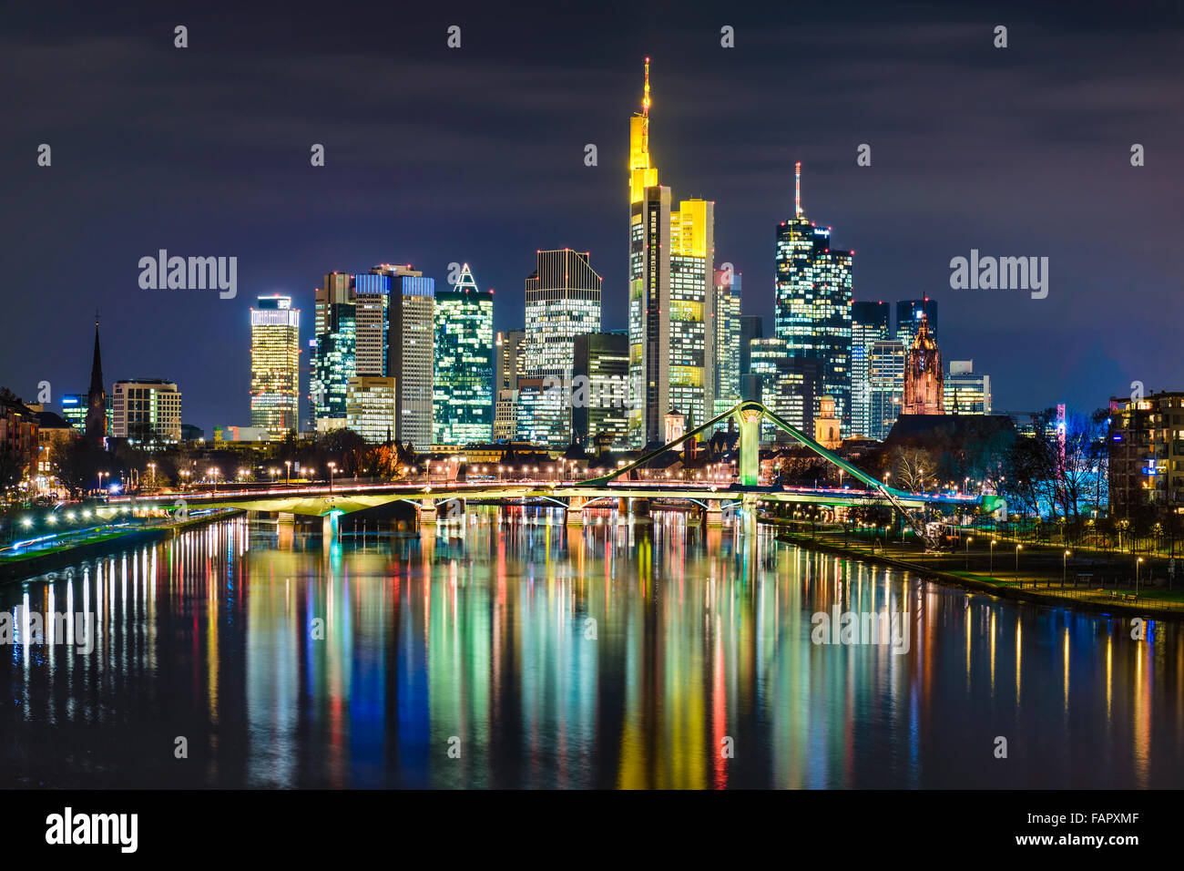 Skyline of Frankfurt, Germany at night Stock Photo