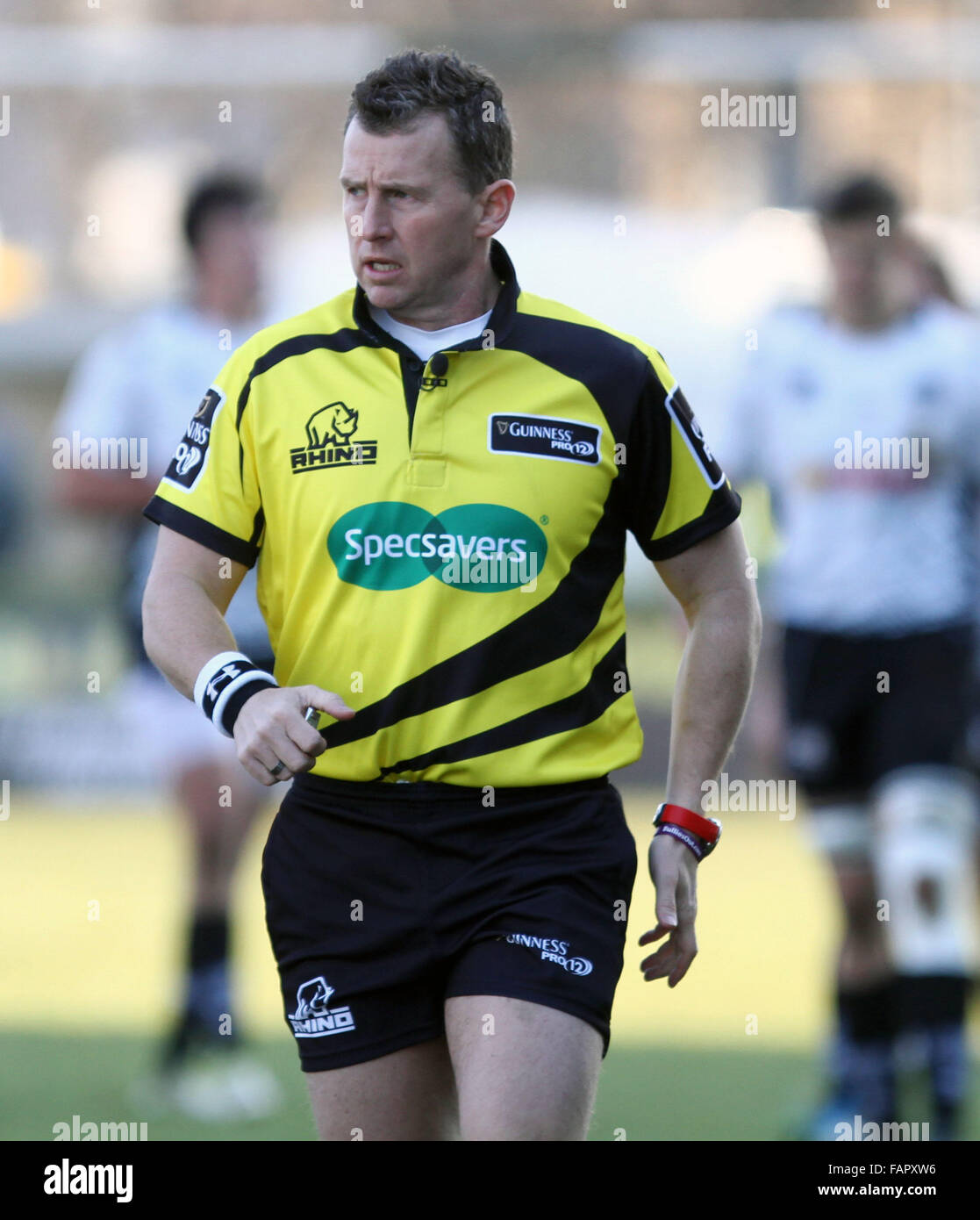 ITALY, Treviso: Referee Nigel Owens looks during Rugby Guinness Pro12 match  between Benetton Treviso and Zebre Rugby on 3rd January, 2016 in Treviso Stock Photo