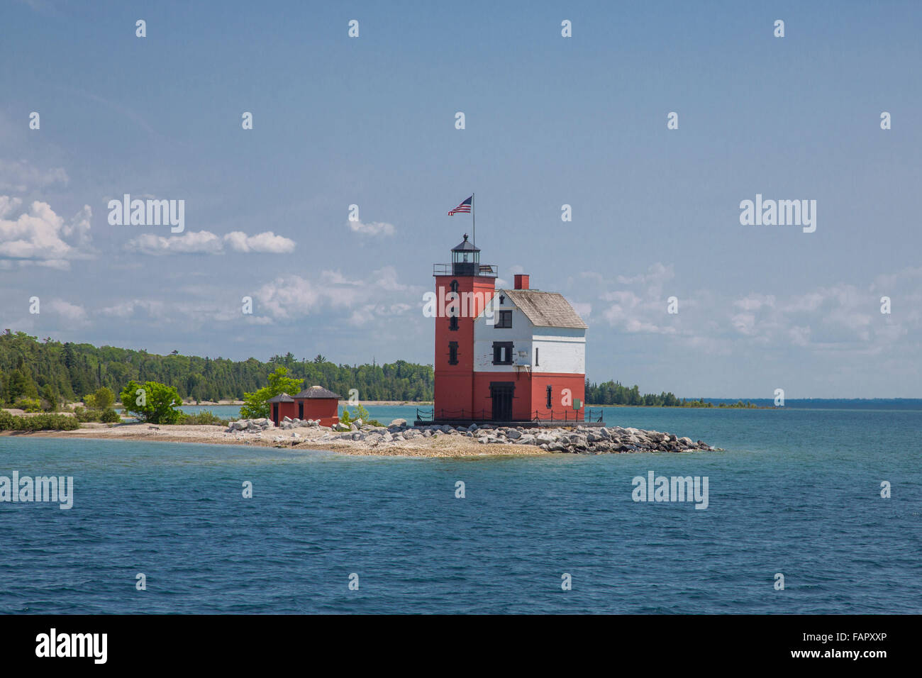 Round Island Light (1895) in the Straits of Mackinac Michigan Stock ...