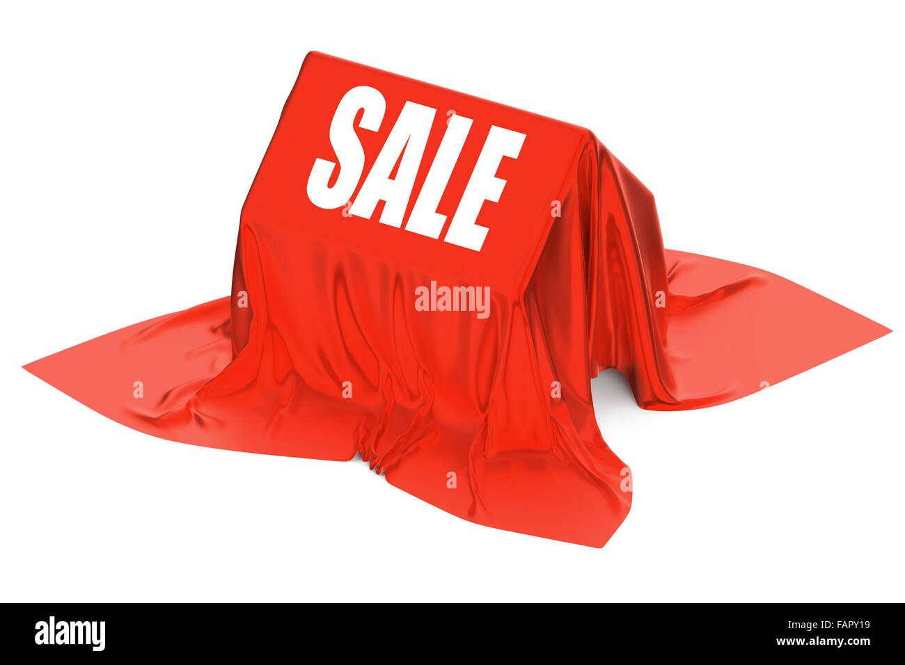 House Sale concept covered red fabric Stock Photo Alamy