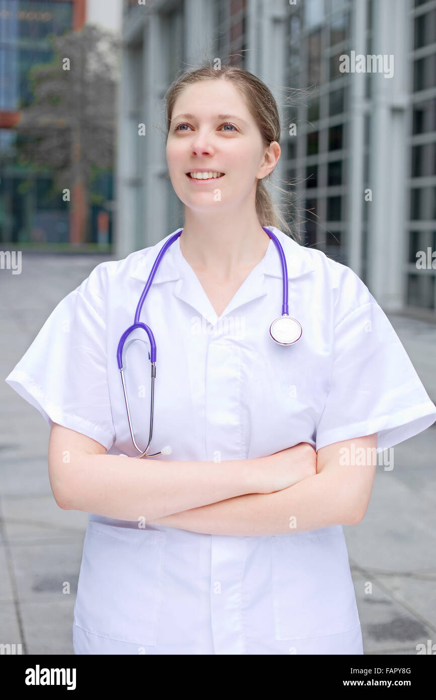 young doctors standing with arms crossed Stock Photo