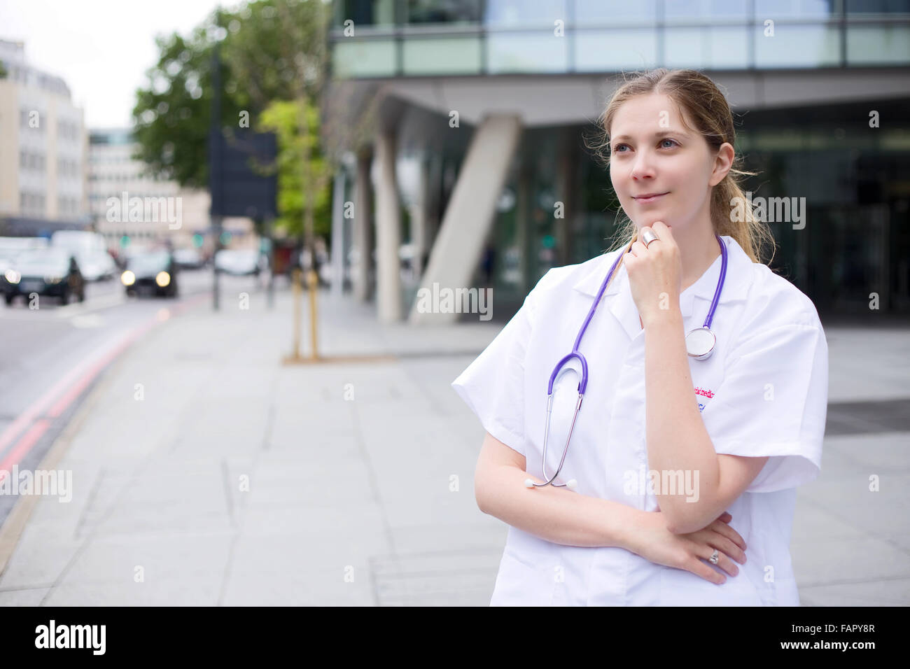 young doctor looking thoughtful Stock Photo
