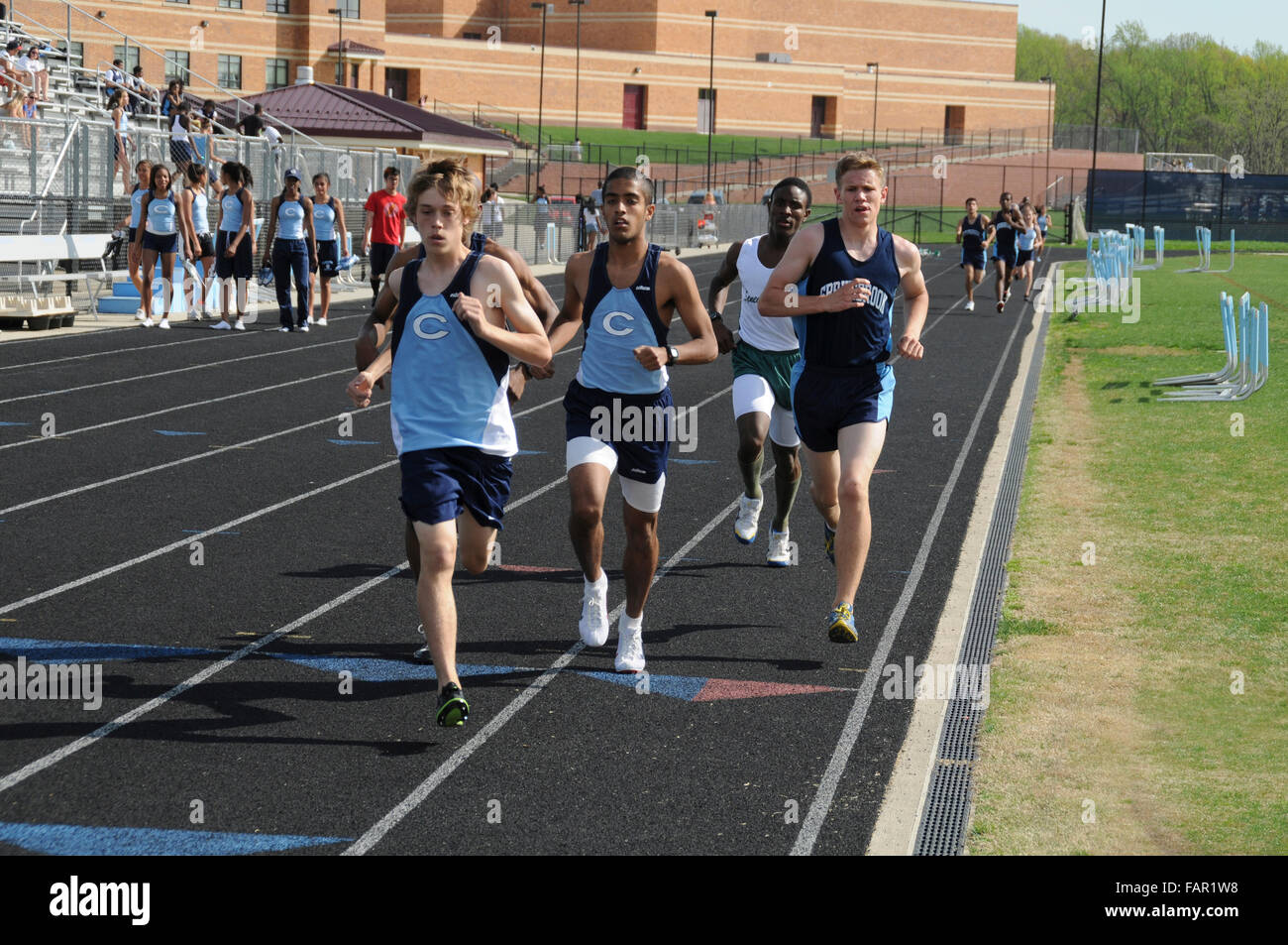 High school track meet Stock Photo Alamy