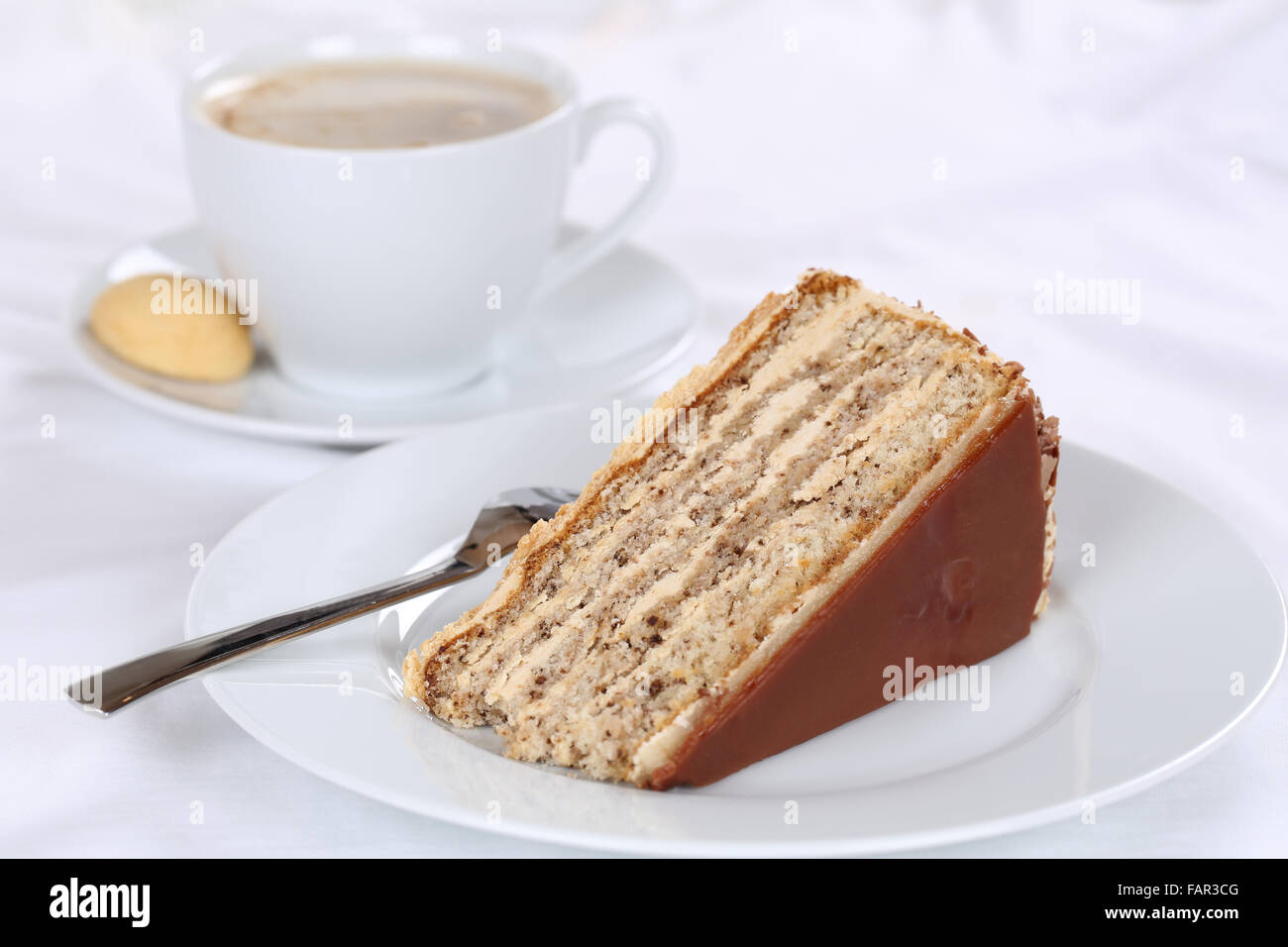 Coffee and nut cake tart dessert sweet pastry Stock Photo