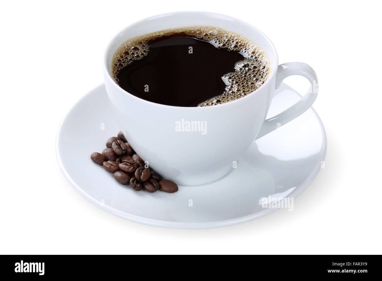 Black coffee in cup mug isolated on a white background Stock Photo