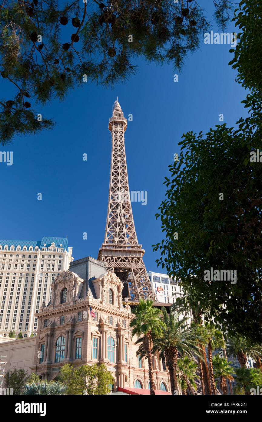 Fac simile Eiffel tower at Paris Hotel, Las Vegas, Nevada. Stock Photo