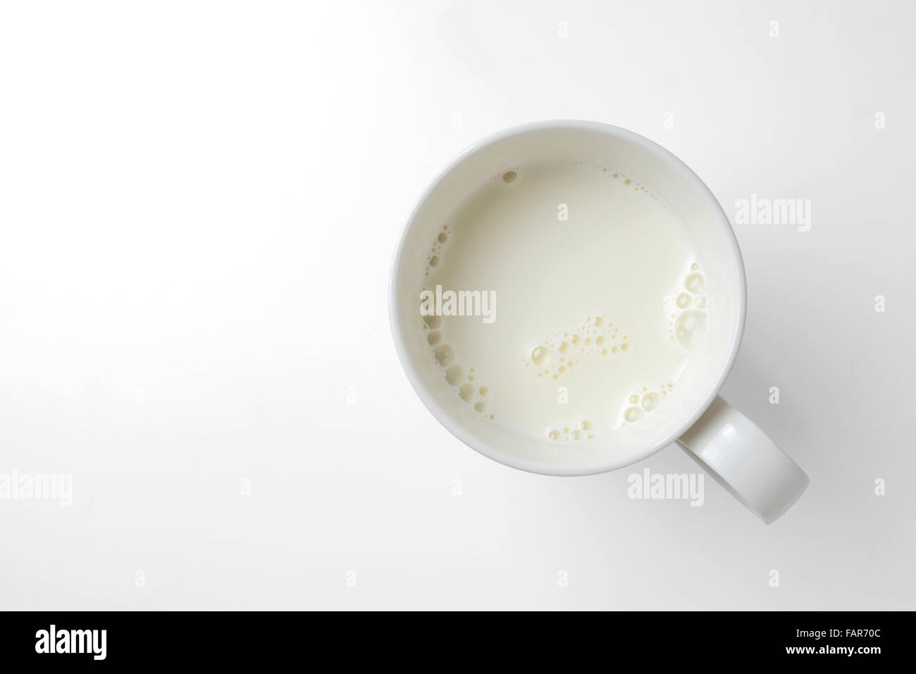 top view of glass milk with clipping path Stock Photo