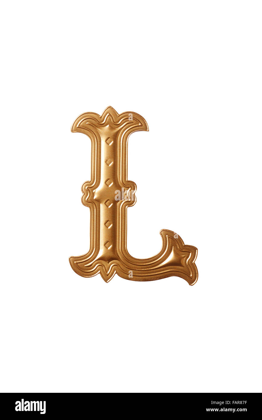 clipping path of the golden alphabet l Stock Photo