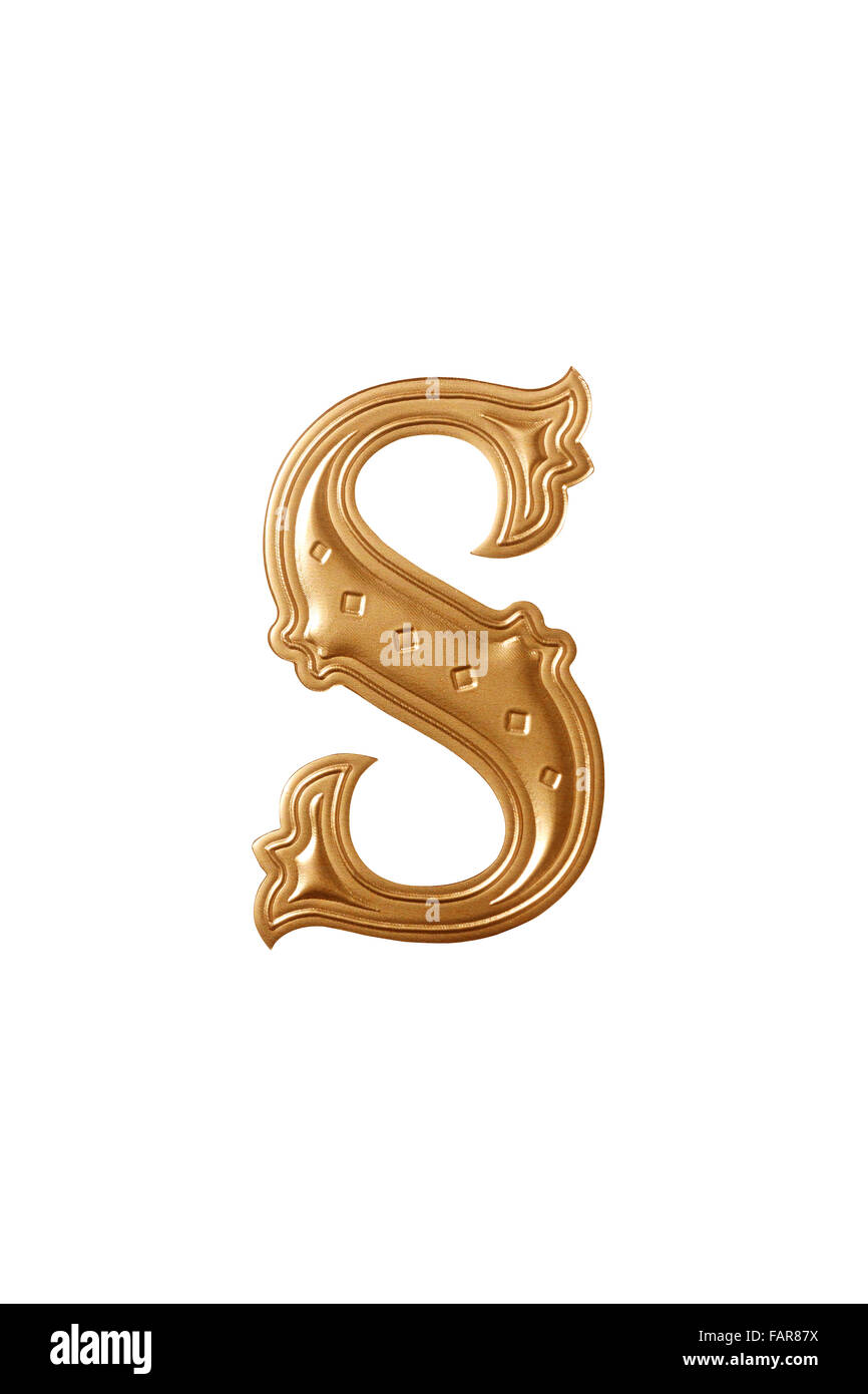 clipping path of the golden alphabet s Stock Photo