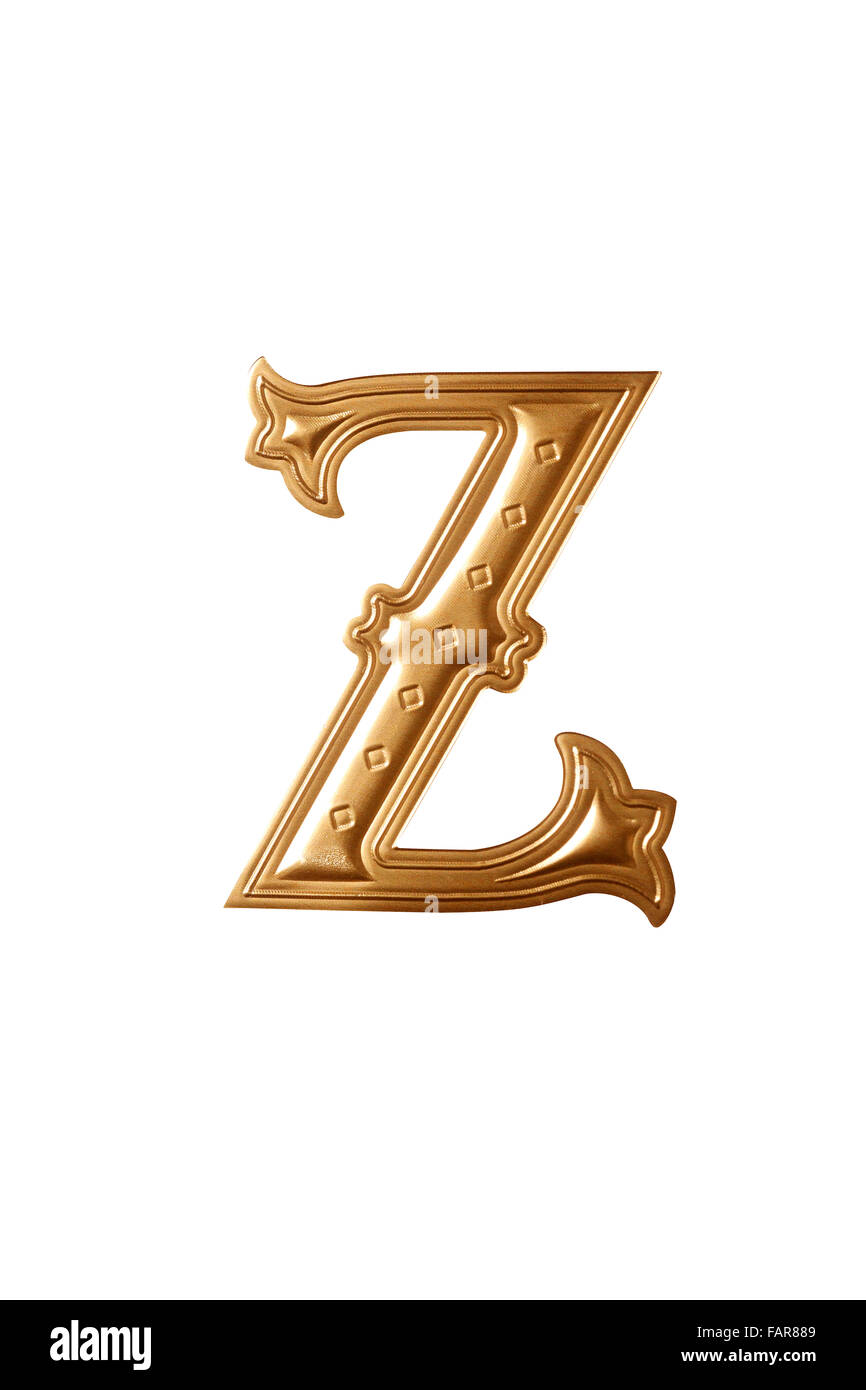clipping path of the golden alphabet z Stock Photo