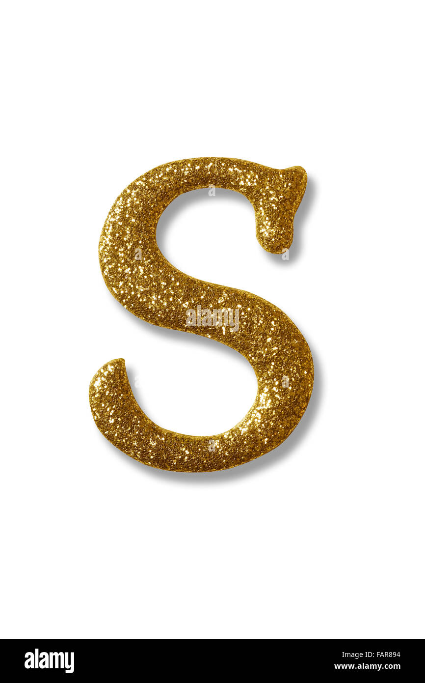 clipping path of the golden alphabet s Stock Photo