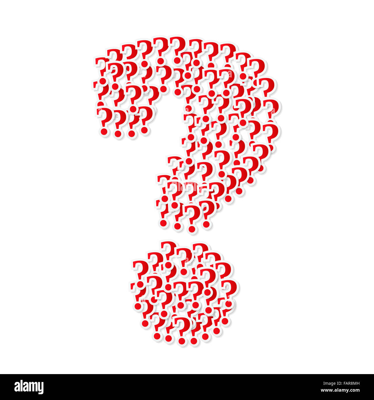 Big red question mark made of small question marks Stock Photo