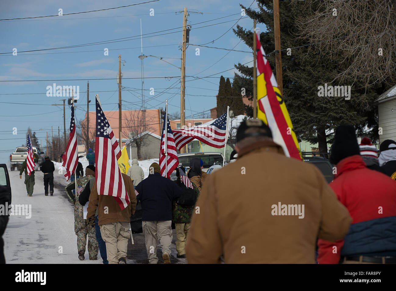 Burns, Oregon, USA. 02nd Jan, 2016. March Up main street in Burns