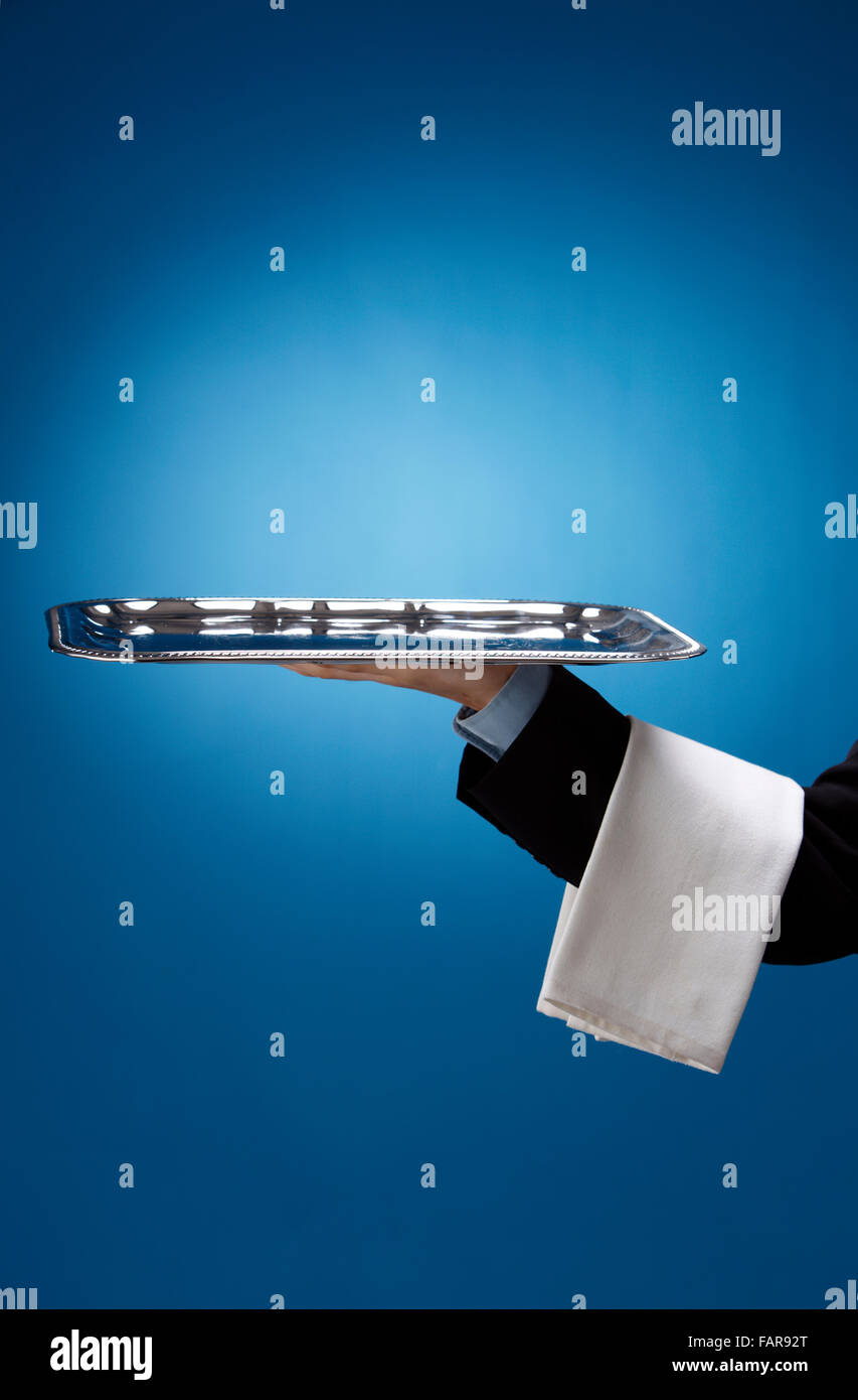 stock image of the waiter with tray Stock Photo