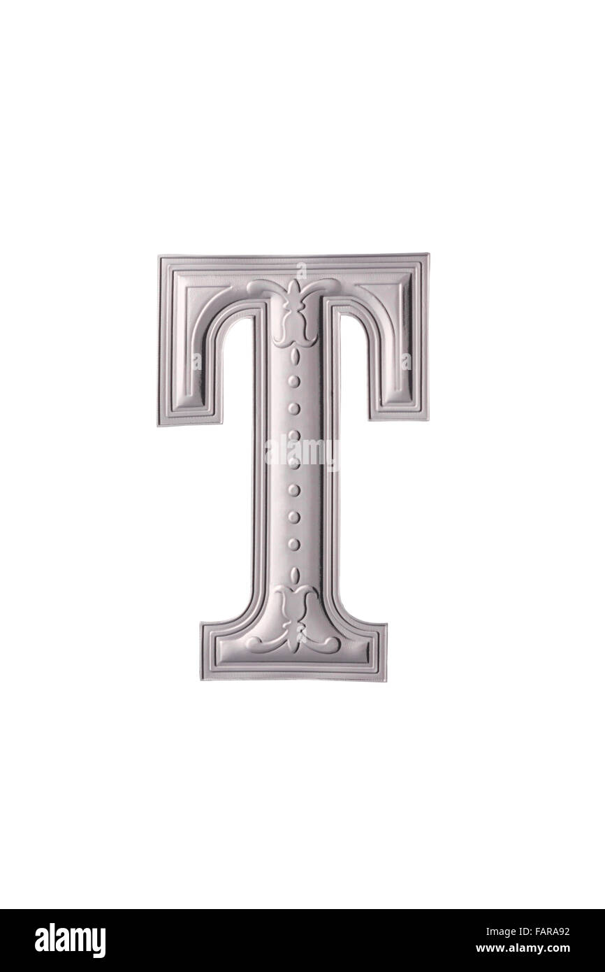 stock image of the silver color alphabet t Stock Photo