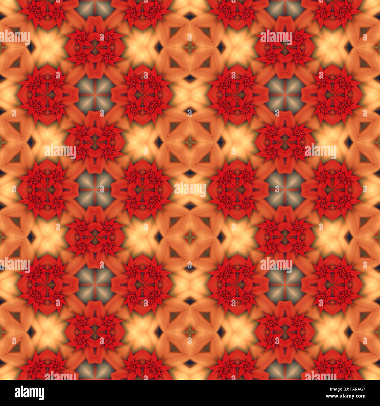 Seamless red flower fractal background or pattern Stock Photo