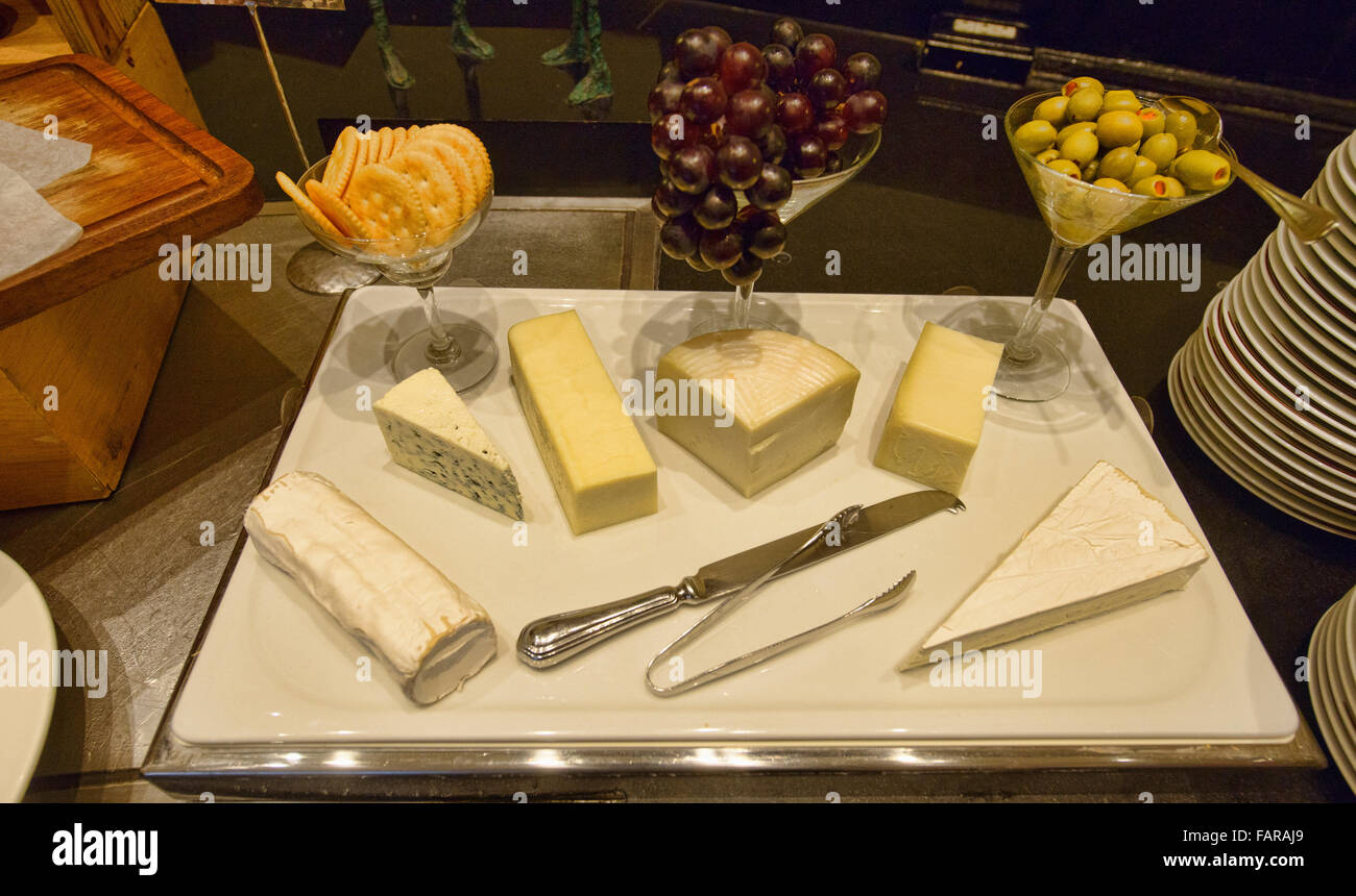 Cheese platter at a buffet Stock Photo Alamy