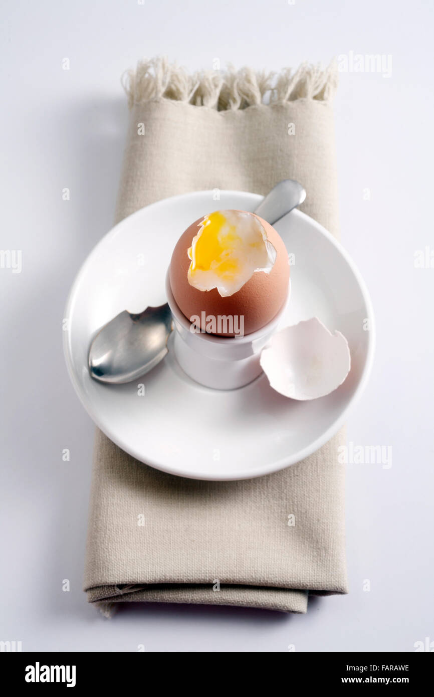 Half boiled egg cracked open,ready to eat Stock Photo Alamy