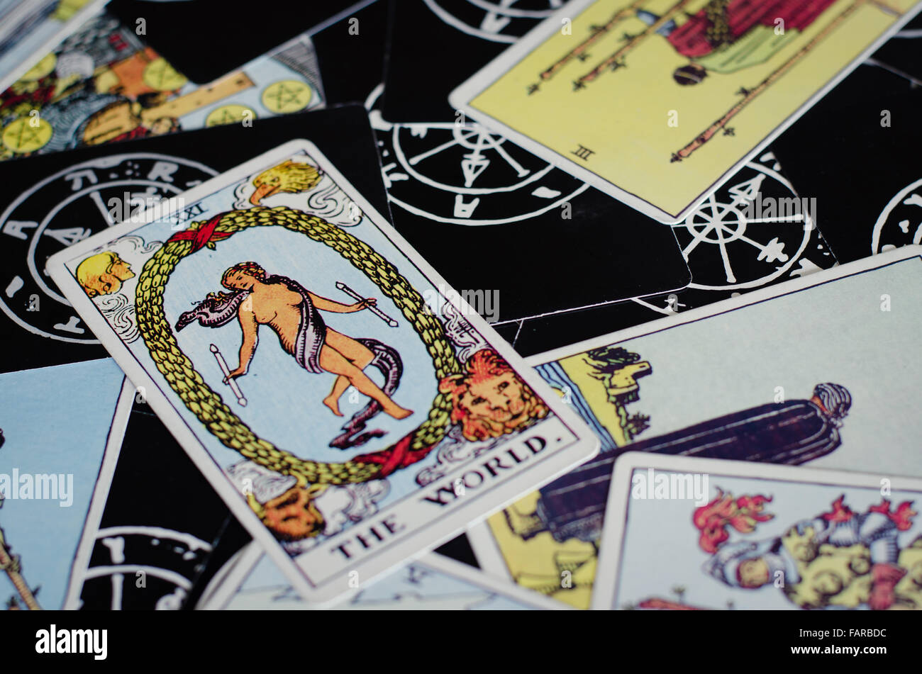 Tarot Cards - The World Card. Stock Photo