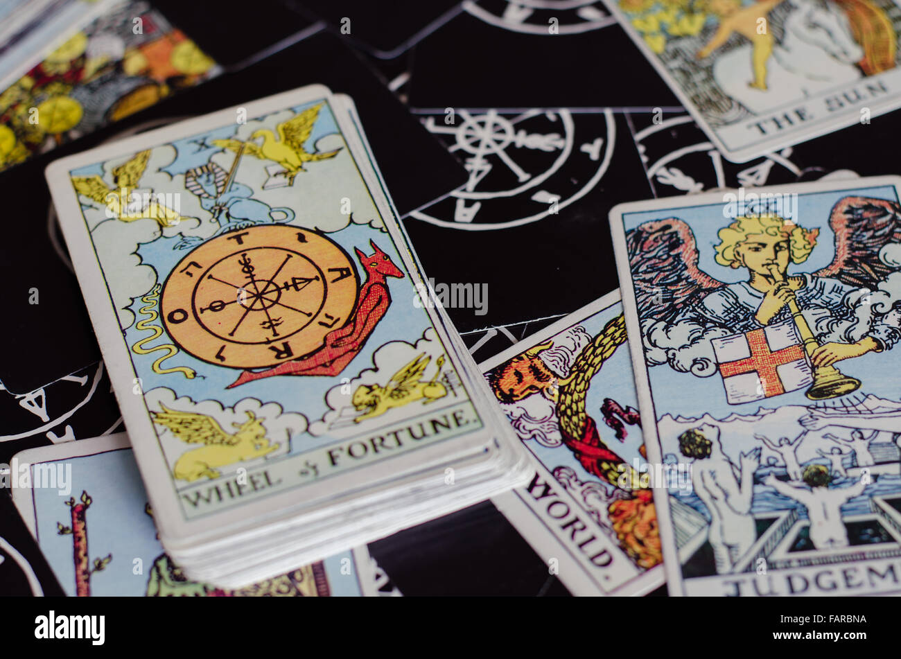 Tarot Card - Wheel of Fortune Card. Stock Photo