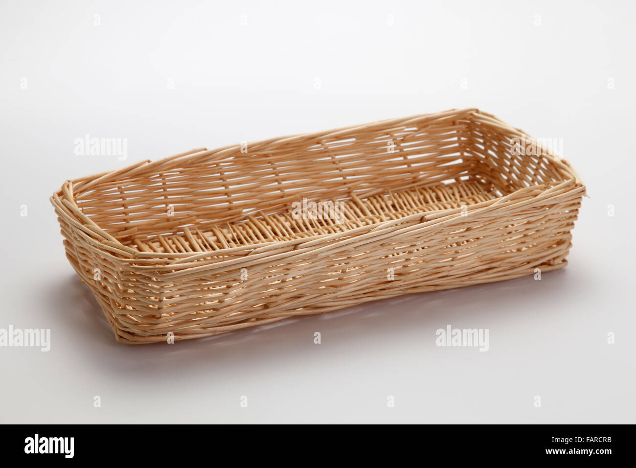 Rectangular Wicker Basket On White Background Stock Photo