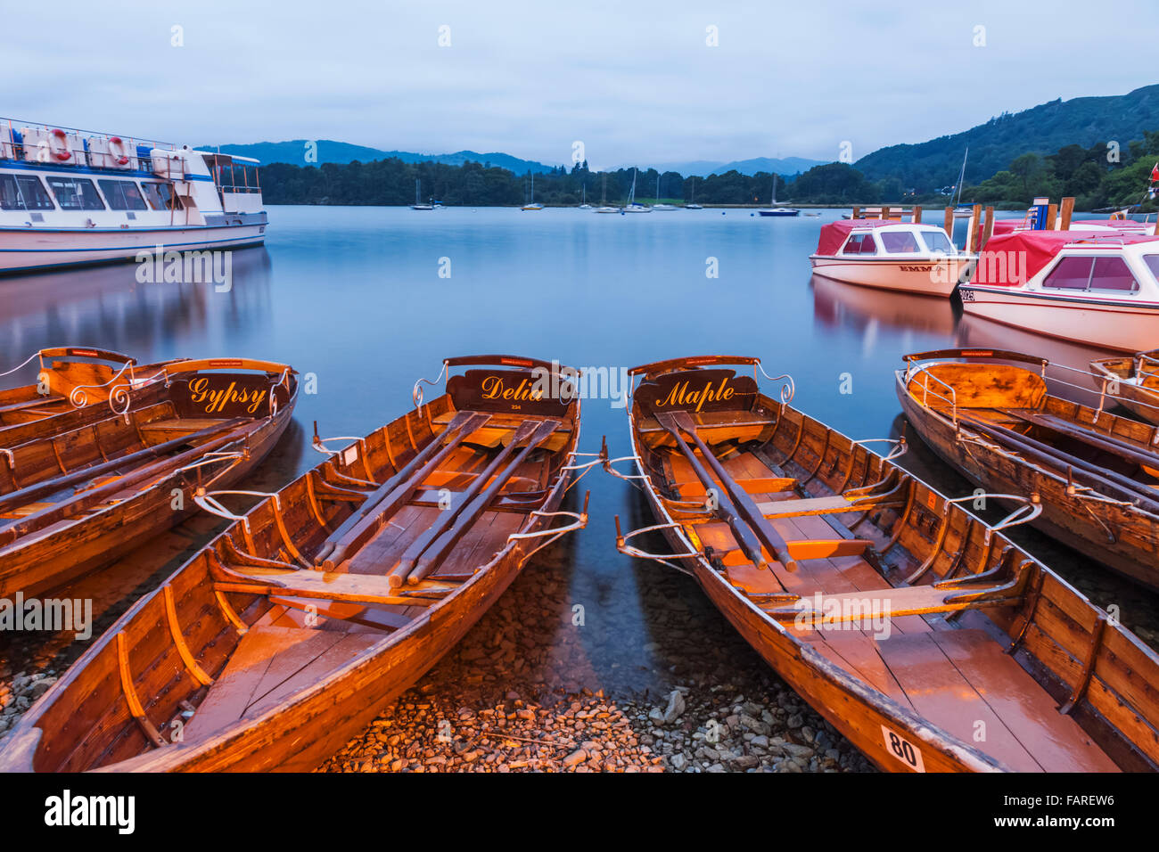 England, Cumbria, Lake District, Windermere, Ambleside, Rowing Boats