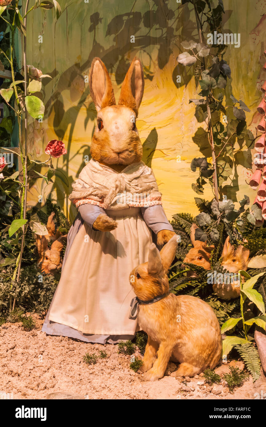 Lake District, Bowness-on-Windermere, The World of Beatrix Potter Attraction, Display of Model Animals from Beatrix Potter Novel Stock Photo