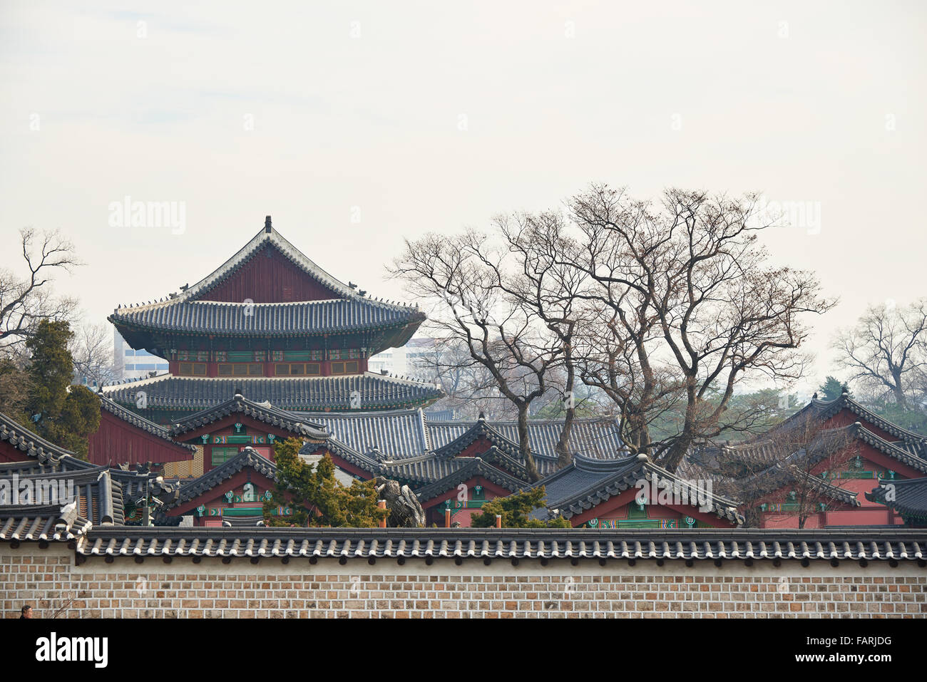 tiled roofs of Korean traditional palace in Seoul Stock Photo