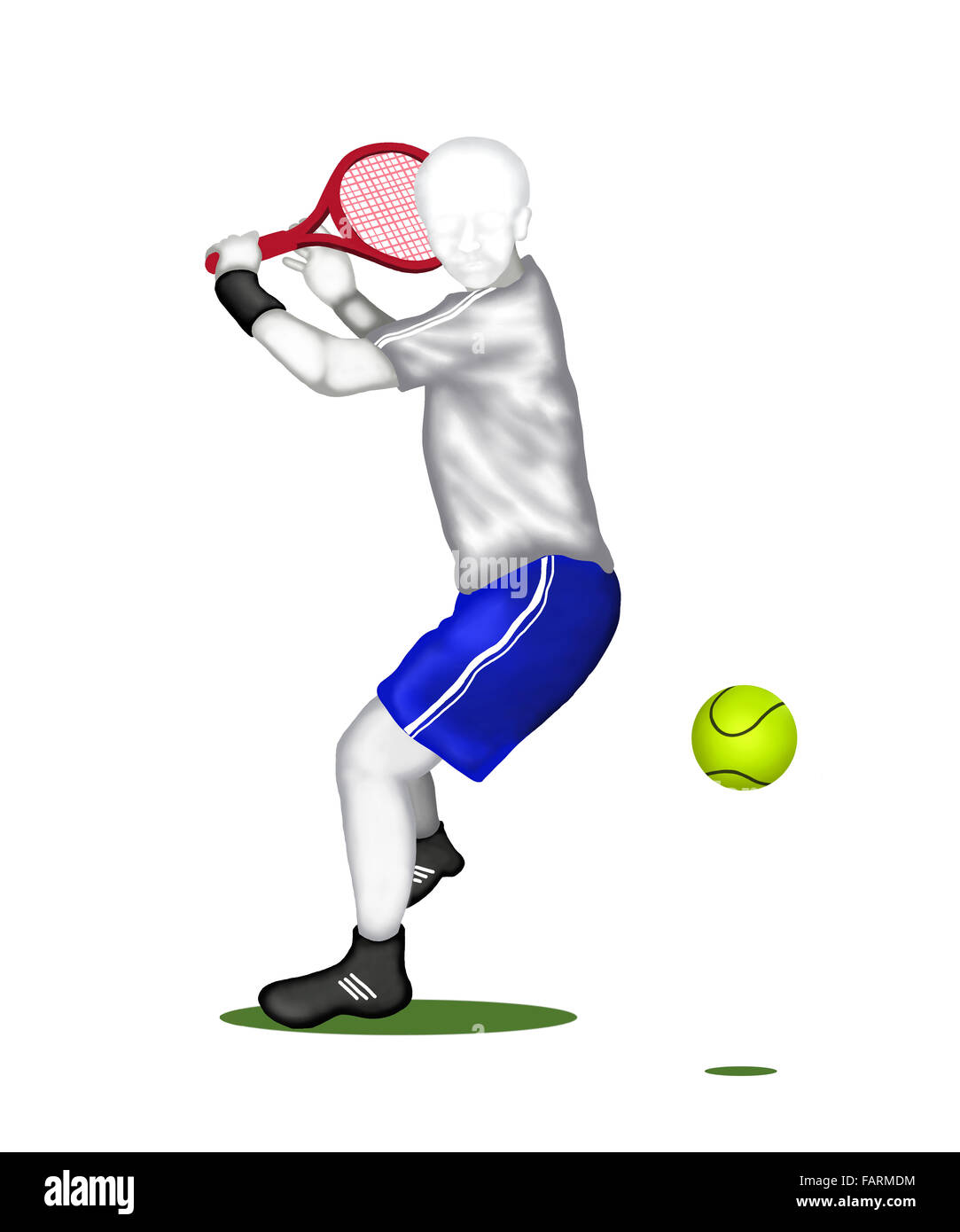 Tennis Side view of A Tennis Player Running and Hits A Ball at