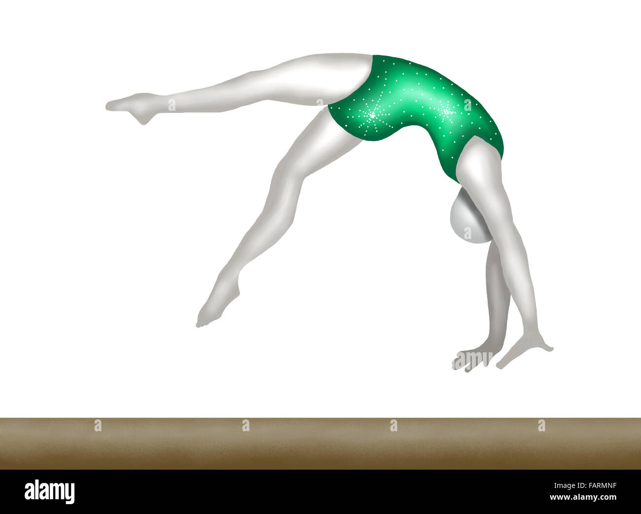 Professional Gymnast Moving and Jumping on Gymnastics Balance Beam, in