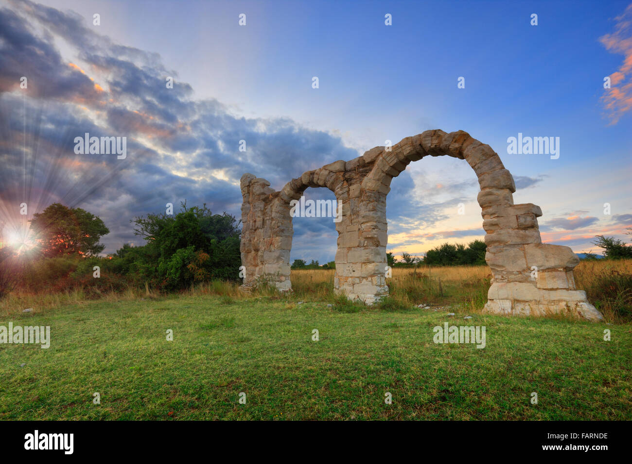 The arches at Burnum, Croatia.It was a Roman Legion camp and town Stock ...