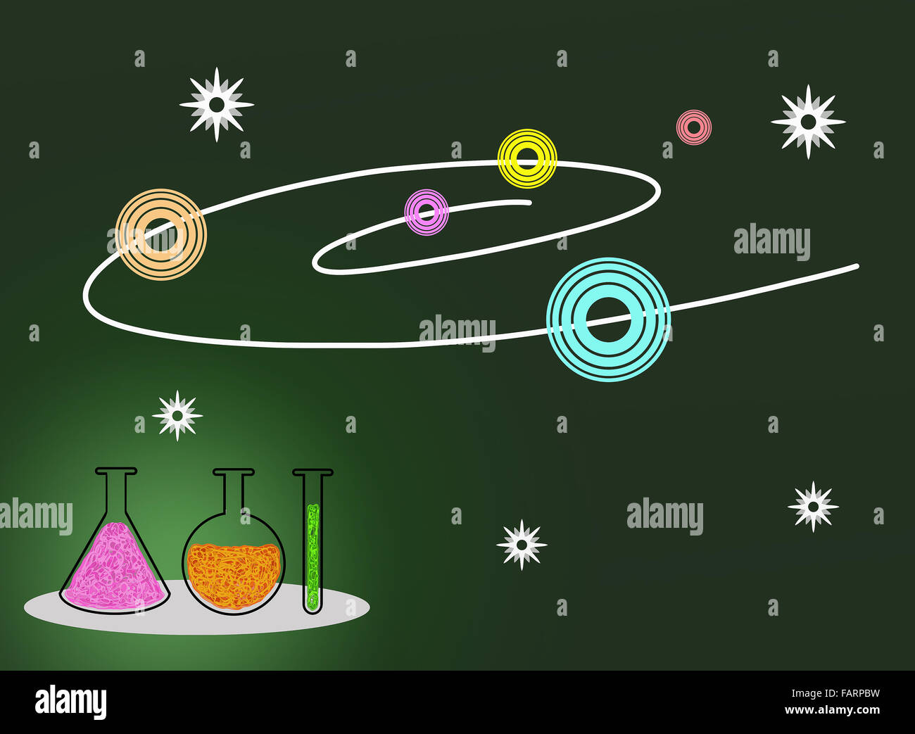 Hand Drawing of Chemistry or Science Laboratory Equipment (Flat