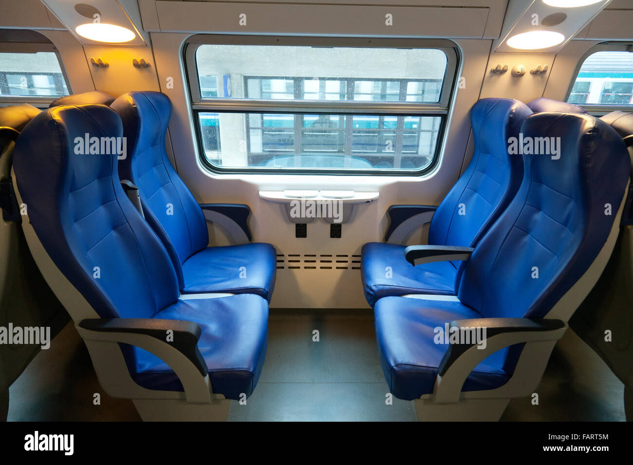 Interior of the train of the long-distance message in Europe Stock Photo
