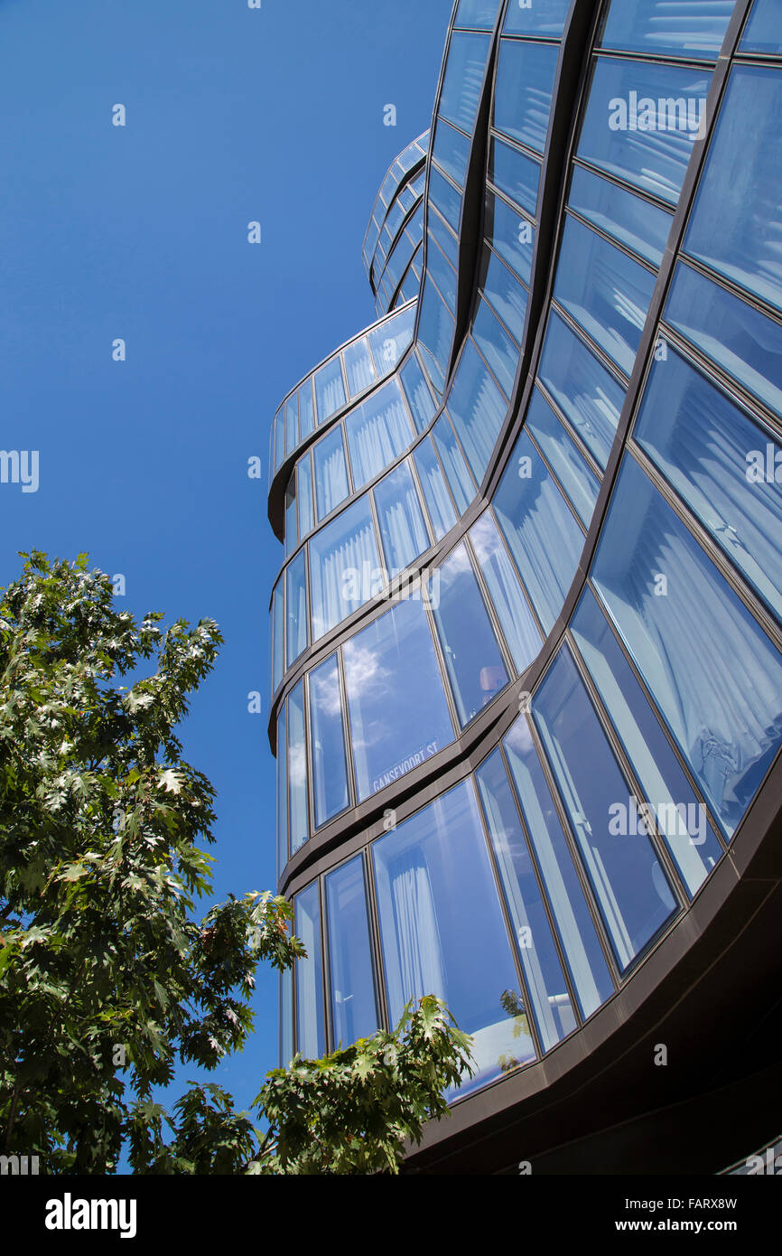 The curved facade of One Jackson Square, by Kohn Pederson Fox, with each floor slightly offset from the others. Stock Photo