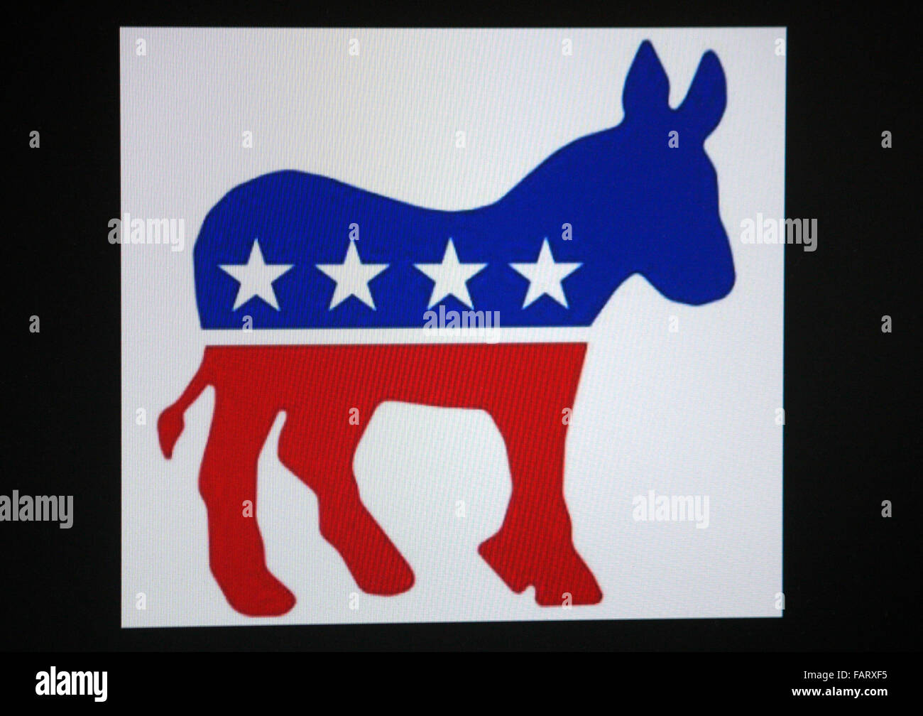 das Logo der US amerikanischen Partei 'Demokraten', Berlin. Stock Photo