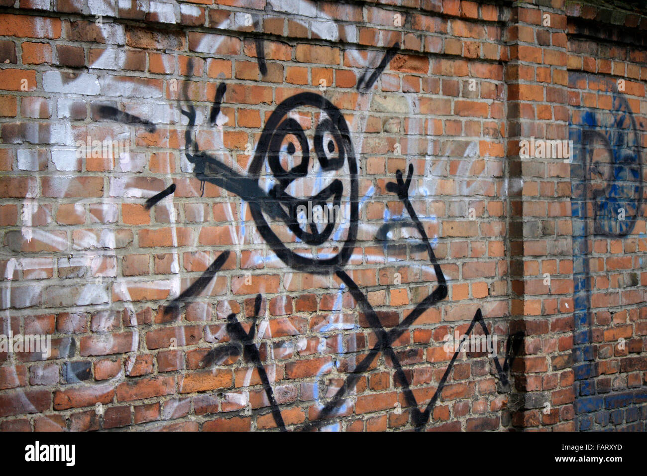 GRaffity/ Street art: Strichzeichung: Raucher, Berlin. Stock Photo