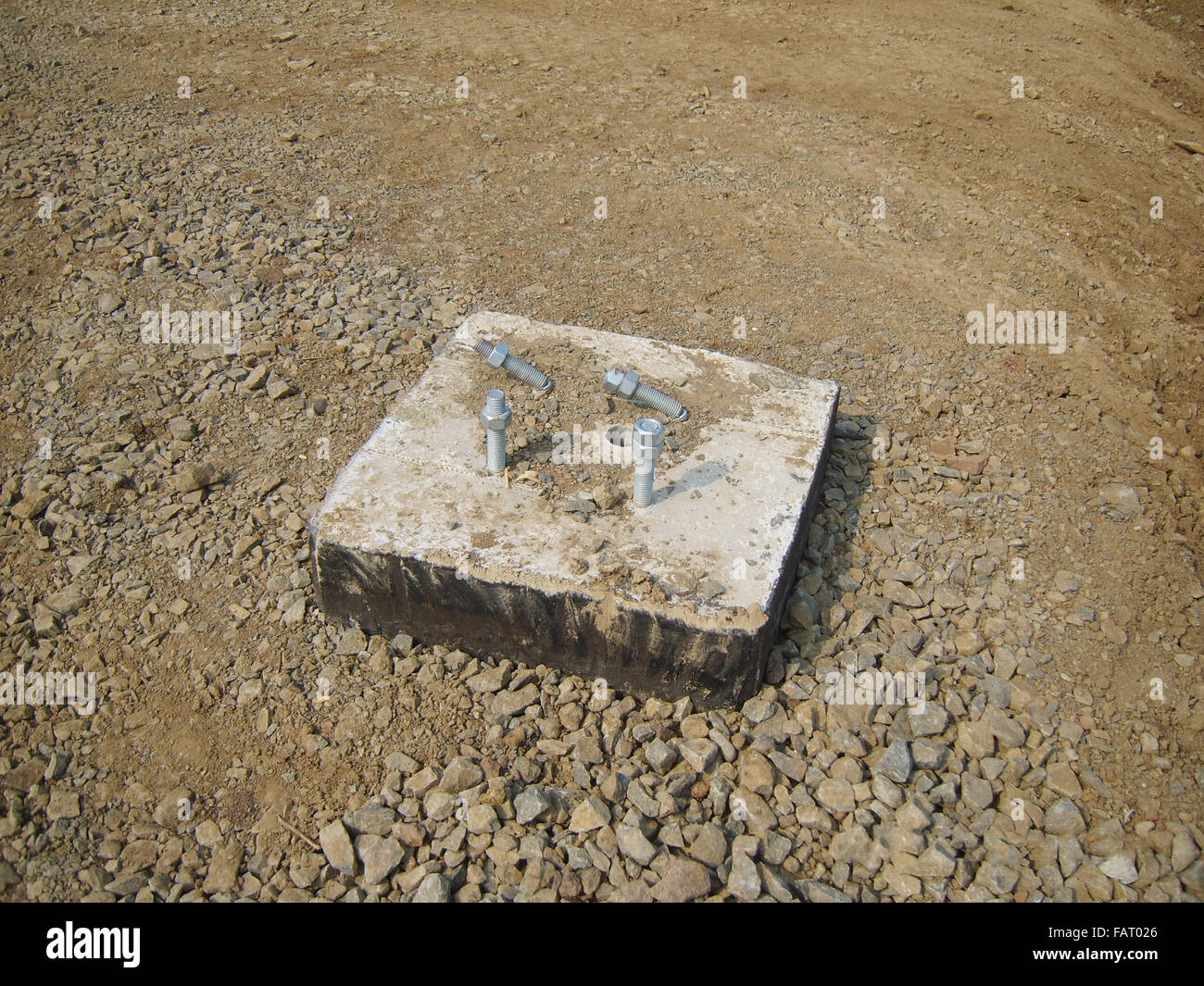 The concrete basis of a support and broken an anchor. Construction design Stock Photo Alamy