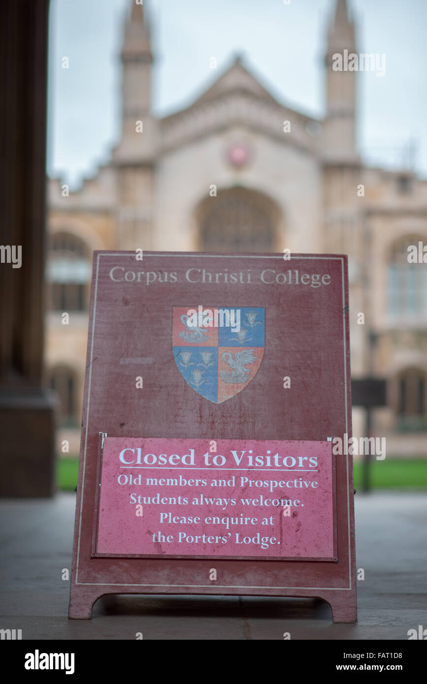 Corpus Christi college, university of Cambridge, England, closed to visitors. Stock Photo