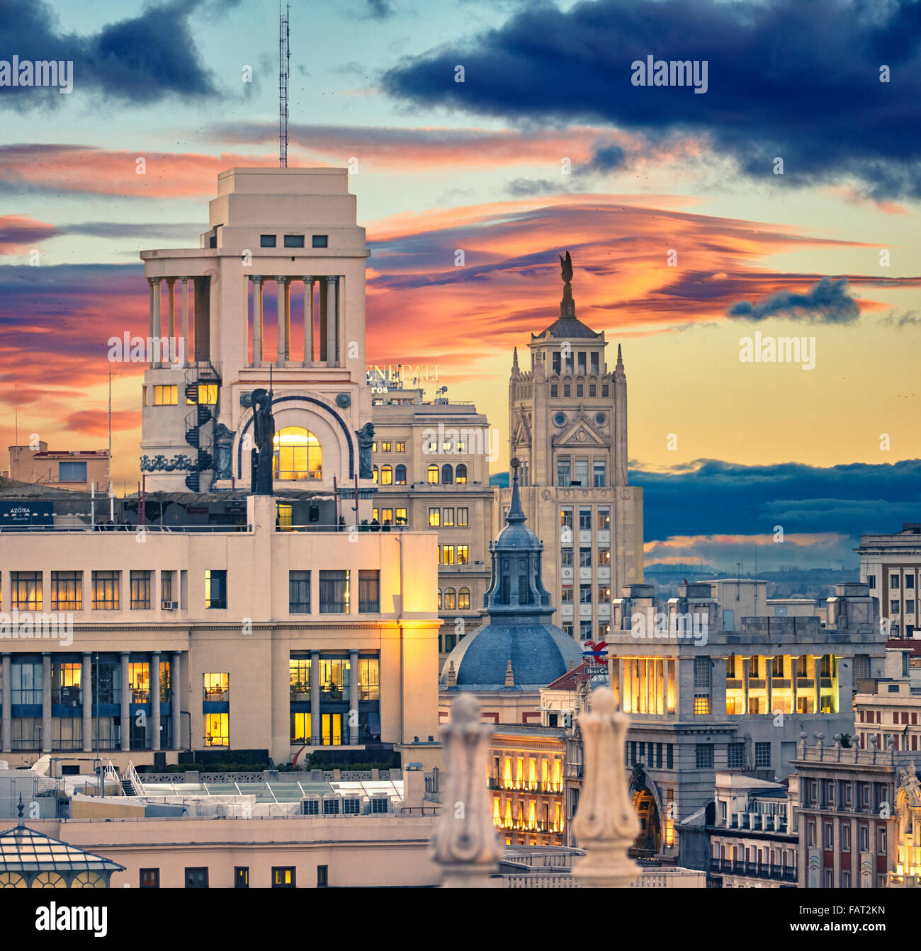 Madrid city center skyline. Madrid, Spain. Stock Photo