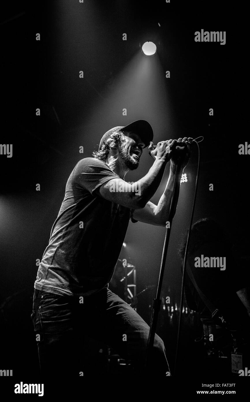 Vocalist Jesse Hasek performs with the American rock band 10 Years. Stock Photo