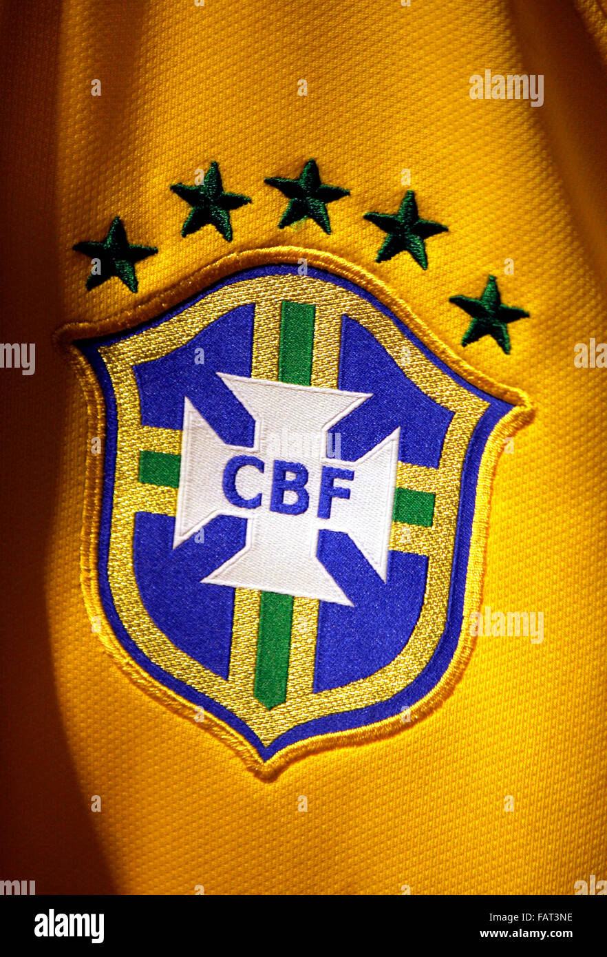 das Logo der brasilianischen Fussball-Nationalmannschaft 'Selecao', Berlin. Stock Photo