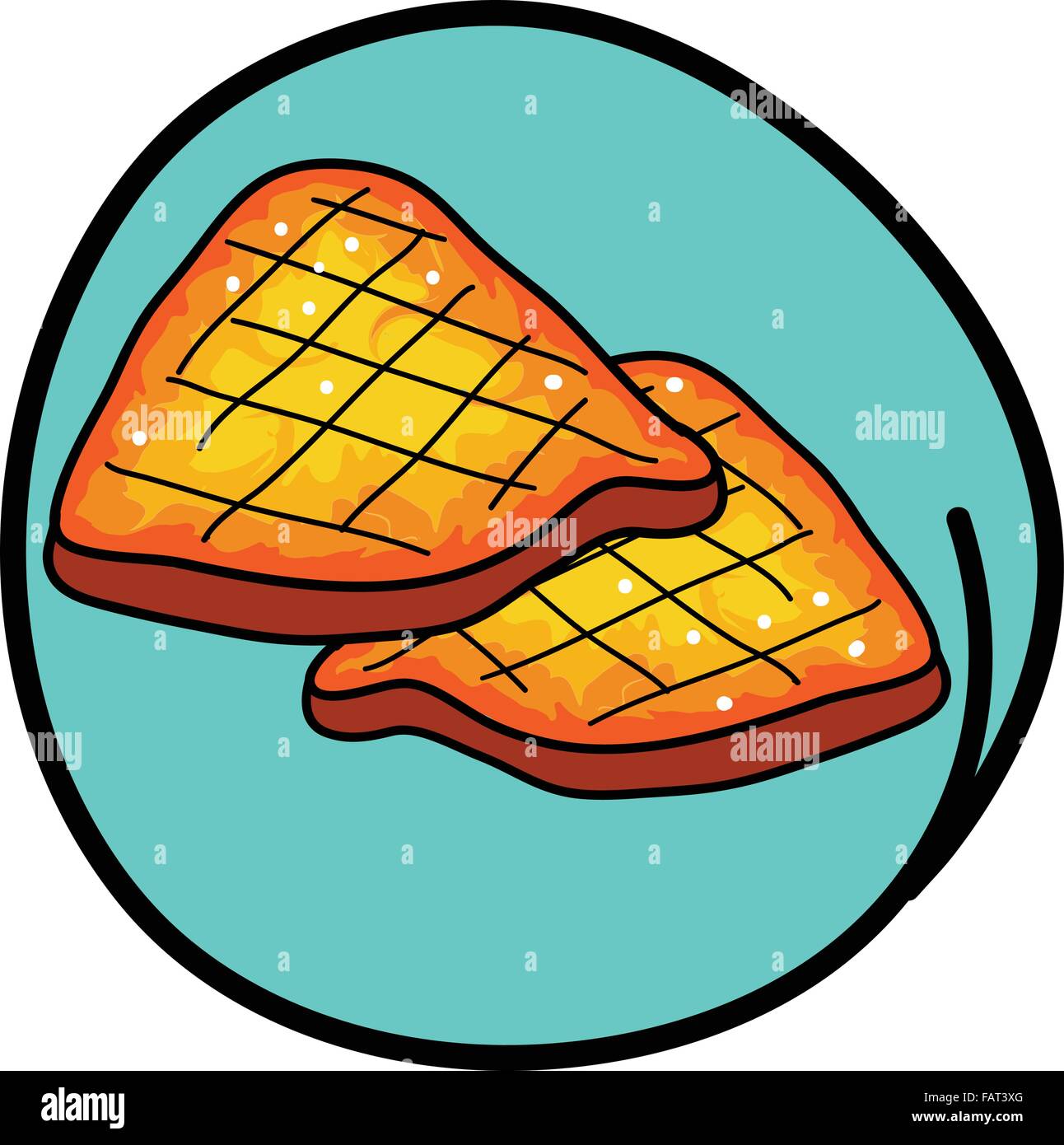 A Cartoon Illustration of Three Piece Grilled Tbone Steak Icon in
