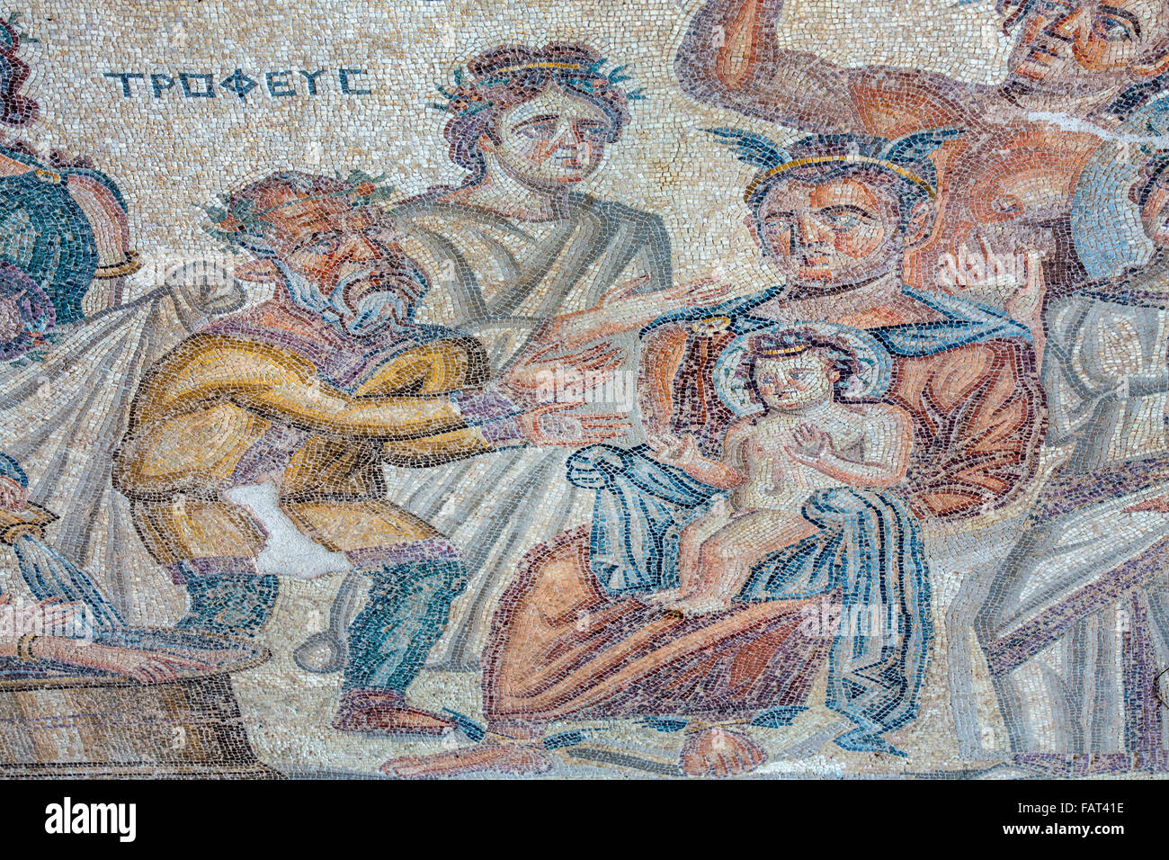 Cyprus, Kato Pafos, Pafos archaeological site. Roman floor mosaics, UNESCO World Heritage Site Stock Photo