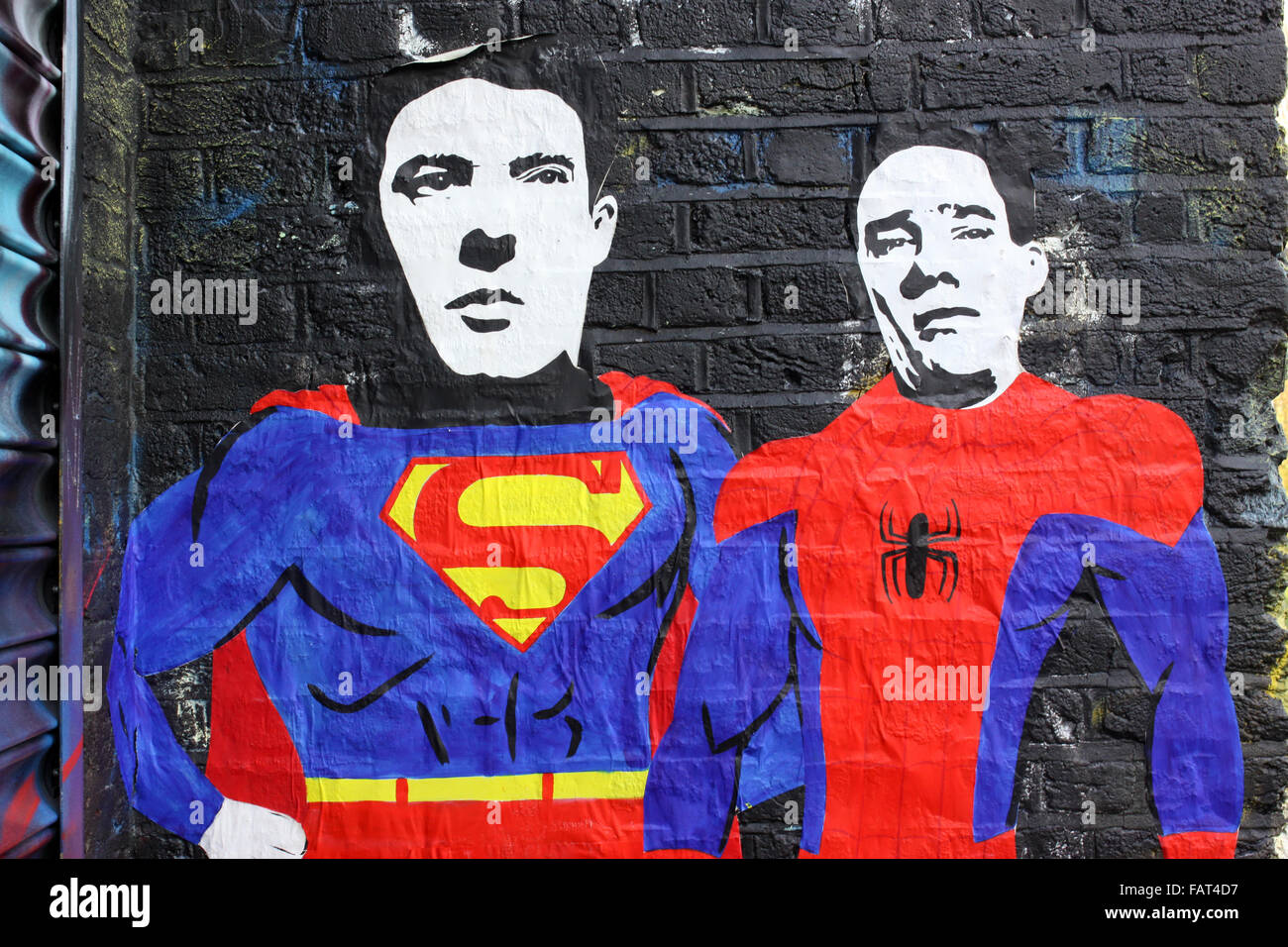 Street art featuring the Kray twins on a wall in Shoreditch, East London Stock Photo