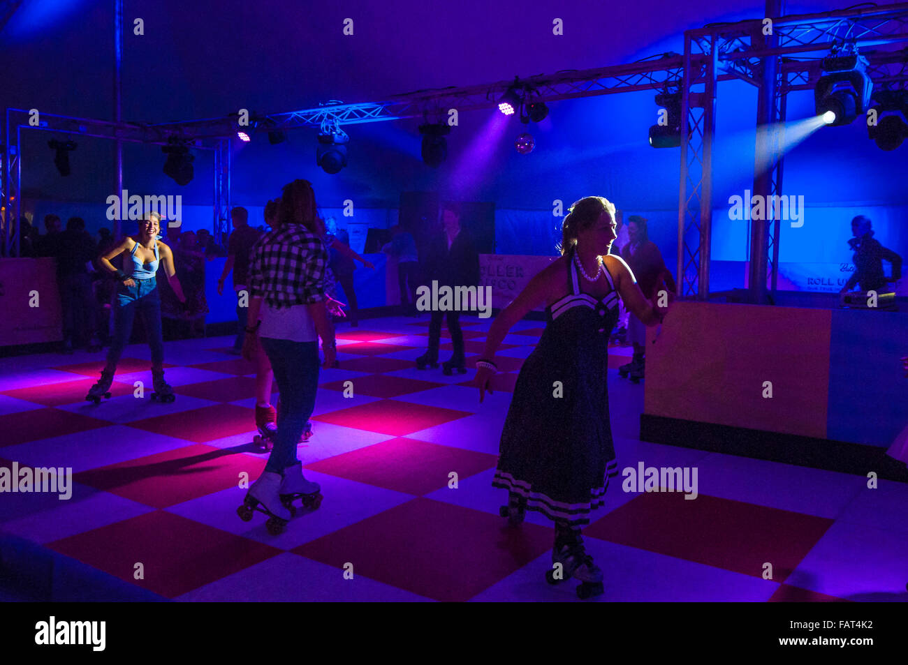 Goodwood Revival 2015. 50s style roller skating illustrated. Space for copy  Stock Photo - Alamy