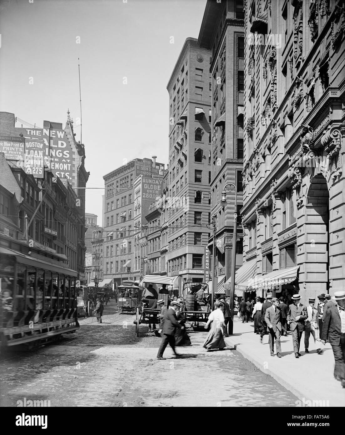 Newspaper Row, Washington Street, Boston, Massachusetts, USA, circa 1905 Stock Photo