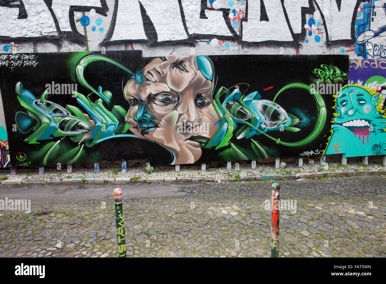 Street art, murals, graffiti in Lisbon, Portugal Stock Photo